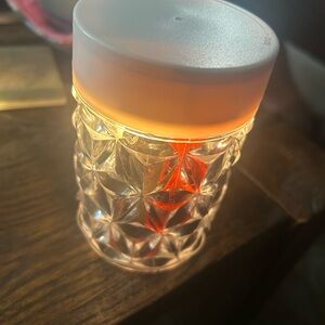 Geometric Glass Jar with White Lid